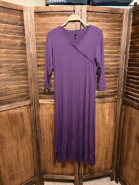 Yala Haley Crossover Front 3/4 Sleeve Bamboo Nightgown Purple